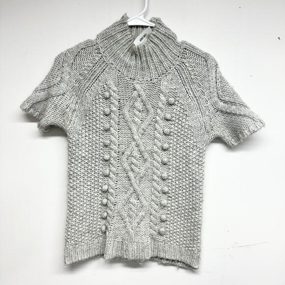 Zara Sweaters - ZARA KNIT Short Sleeve Collared Cable Knit Sweater Top Gray M
